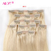 ALot Hair Brazilian Virgin Human Hair Extensions Clip in Straight Hair 7pcs Set 100gPackage 18 inch 18 22 24 60 613