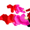 2017 Newest Handmade Bamboo Ribs Dance Props Silk Belly Dance Fans Natural Silk 1 Pc Left hand1 Pc Right Hand Silk Fans RoseRed