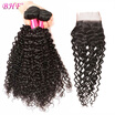 Malaysian Curly Hair With Closure Kinky Curly Virgin Hair 3Pcs Bundles With Closure