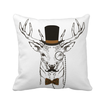 British Style Gentle Beard Deer Hat Bow Tie Animal Square Throw Pillow Insert Cushion Cover Home Sofa Decor Gift