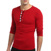 2018 New Mens Fashion Long Sleeved Shirts Cotton Slim Fit Solid Color Round Neck Casual T-shirts Tops