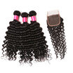 BHF hair Malaysian Closure In Human Hair 3 Bundles With Closure Deep Wave Free Shipping