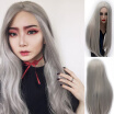 JUNSI HAIR Synthetic Hair 26" Long Straight Wigs Grey Hair Synthetic Wigs for Beauty Women