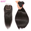 Peruvian Straight Hair Closure Peruvian Virgin Hair Straight With Closure 3 Bundles Straight Human Hair Silk Closure High Feedback