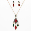 Vintage Resin Jewelry Sets Turkish Antique Gold Color Leaf Drop Water Earring Oval Pendant Necklace Women Festival Bride Bijoux