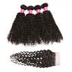 BHF Hairmalaysian Kinky Curly Human Hair Bundles With Closure Unprocessed Human Hair Closure Silk Base