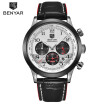 Benyar Brand Sport Waterproof Chronograph Men Watch Top Brand Luxury Male Leather Quartz Military Wrist Watch Men Clock Saat