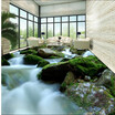 Free Shipping 3D stereo high quality green plants stone flowing water bedroom living room bathroom floor painting 250cmx200cm
