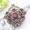Vintage Women Turkish Flower Brooch Pin Resin Jewelry Rhinestone Brooches Broches Arabia Paisley Pattern Lapel Hijab Pin Corsage