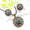 Vintage Women Round Flower Jewelry Sets Flower Earrings Round Pendant Necklace Nigeria Resin Jewelry Sets Bridal Ethnic Jewelry