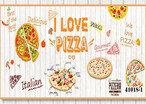 Custom board wallpaper Western style pizza theme restaurant wallpaper cake wallpaper coffee leisure bar large mural