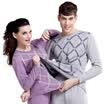 Antarctic Nanjiren N033D10031A thermal underwear men&women printing body sculpting jacquard plus velvet thickening suit female pink XL
