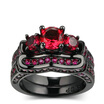 Luxury Black Gold Color Ring Sets Pomegranate Red Cubic Zirconia Rings For Women Fashion Jewelry R620