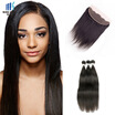 kiss hair virgin Indian temple human hair silky straight Indian hair extension 3 piece hair bundles with 413 lace frontal