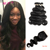 Alot Indian Body Wave With Closure 7a 4 Bundles Body Wave With Closure Human Hair Weave With Closure India Virgin Hair With Closur