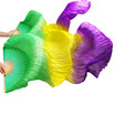 New Arrivals Stage Performance Dance Fans 100 Silk Fans Colored 180cm Women Belly Dance Silk Fans 2pcs GreenYellowPurple