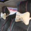 Jun Zhe car headrest neck pillow cartoon head bones plush cotton car headrest pair of plush beige