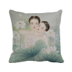 Beauty with Lotus Chinese Style Watercolor Polyester Toss Throw Pillow Square Cushion Gift