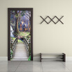 PVC Self Adhesive 3D Wallpaper Fairy Forest Photo Wall Mural Door Sticker Living Room Bedroom Home Decor Sticker 77cm x 200cm