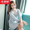 Arctic velvet nightdress female ice silk four seasons princess sweet spinning silk short-sleeved pajamas ladies Korean version of the thin section home service sexy pajamas Navy XXL