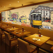 Custom 3d mural Hong Kong Style hand-painted graffiti mural city street street tea coffee restaurant KTV wallpaper mural