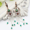 Brand Design Turkish Dangle Beaded Earrings Antique Gold Color Bead Tassel Swinging Earrings Jewelry Flower Peacock Ladies Gift