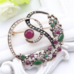 New Trukish Flower Vine Brooches For Women Antique Gold Color Multicolor Resin Broches Brooch Arabesque Ladies Royal Jewelry