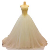 Luxurious Hand Sewn Pearls Sexy Strapless Ball Gown Bridal Wedding Dress