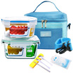 Jingdong Supermarket Beit Ais BestHA heat-resistant glass crisper two-piece 1000ml 800ml oven refrigerator microwave oven lunch box RL2-05B send sky blue insulation package