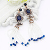 Elegant Turkish Women Bead Jewelry Sets Long Bead Tassels Earrings Resin Sweater Chain Antique Gold Color Ethnic Bridal Bijoux
