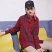 PASS tide brand spring red plaid shirt female long-sleeved loose student shirt dress 6810212012 red grid M