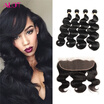 Alot Virgin Peruvian Body Wave Frontal Lace Closure 134 Unprocessed Virgin 100 Human Hair 4 Bundles Body Wave With Frontal Lace
