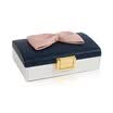 SOFIS bow jewelry box single layer small jewelry box jewelry storage box necklace box ring box simple Japanese style European birthday gift dark blue