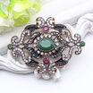 Vintage Turkish Women Flower Resin Brooch Pin Hollow Arabesque Jewelry Antique Gold Color Corsage India Bridal Hijab Scarf Pins