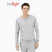 INTERIGHT home service mens cotton Henry collar long-sleeved shirt pajamas home service navy blue XL