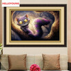 DIY 5D Round Rhinestones Diamond Mosaic Cartoon Cat Diamond Painting Cross Stitch Diamond Embroidery Home Decoration