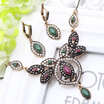 Sunspice Ms Vintage Turkish Women Flower Necklace Earring Jewelry Sets Antique Gold Color Resin Ethnic Bohemia Wedding Jewelry