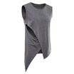 Mens Fashion Sleeveless T-Shirt Classic Round Neck Casual T-Shirt Hem Irregular Stitching Sports T-Shirt