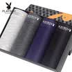 Playboy Panties Mens Boxer Mens Underwear Ice Silk Sexy Breathable u Convex Waist Elastic Mens Corner Shorts Head 4 Pack 5596b Multicolor L