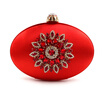 Milisente Women Evening Bags Ladies Crystals Diamond Flower Purses Fashion Silk Oval Round Wedding Box Clutches Purse