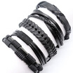 5Pcs Unisex Men Women Black Brown Colorful Leather Bracelet Wristband