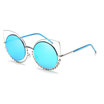 New Design Fashion Sexy Cat Eye Sunglasses Women round lenses Coating Reflective Mirror Diamond Decoration Glasses Female Shades