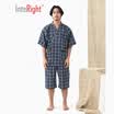 INTERIGHT home service mens cotton double-layer gauze breathable Japanese home short robe blue XL