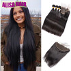 13X4 Peruvian Full Lace Frontals With 4 BundlesSilk Straight Human Hair With Frontal7A Peruvian Virgin Hair With Lace Frontal Cl