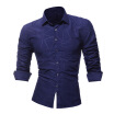 Mens Long Sleeve Slim Fit T Shirt Business Lapel Tops