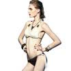 Van balun balneaire bikini swimsuit female small chest gather sexy BIKINI big chest triangle swimwear 82040 brown XL