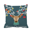 Christmas Elk Gift Crutch Bell Festival Pattern Square Throw Pillow Insert Cushion Cover Home Sofa Decor Gift