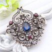Vintage Women Turkish Flower Brooch Pin Resin Jewelry Rhinestone Brooches Broches Arabia Paisley Pattern Lapel Hijab Pin Corsage