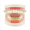 Akane Hip Hop Golden Teeth Grill Top And Bottom Grill Tooth Mouth Punk Teeth Hats Cosplay Party Tooth Rapper Jewelry Gifts