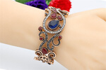 Vintage Trendy Turkish Hollow Flower Sculpture Bracelet Bangle Retro Jewelry Antique Gold Color Pulseira kit Party Accessories